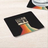 Retro Camera with Rainbow Print Kartonnen Onderzetters (Schuin)