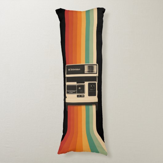 Retro Camera with Rainbow Print Lichaamskussen (Voorkant Verticaal)
