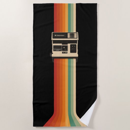 Retro Camera with Rainbow Print Strandlaken (Voorkant)