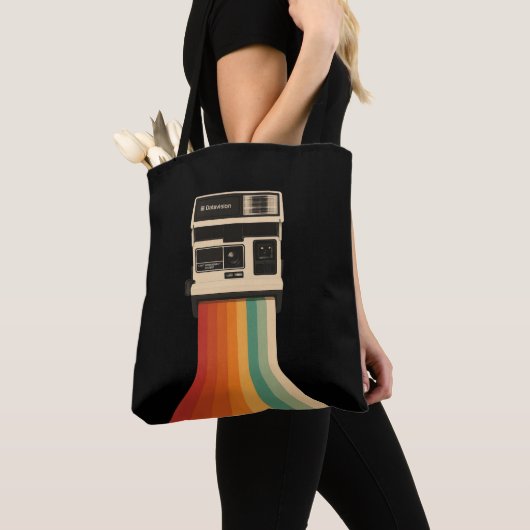Retro Camera with Rainbow Print Tote Bag (Dichtbij)