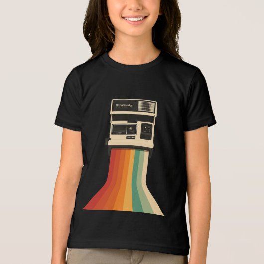 Retro Camera with Rainbow Print Tri-Blend Shirt (Voorkant)