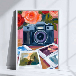 Retro Camerafoto's Nostalgische Aquarelschildering Poster