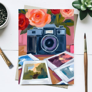 Retro Camerafoto's Nostalgische Waterverfschilderi Briefkaart