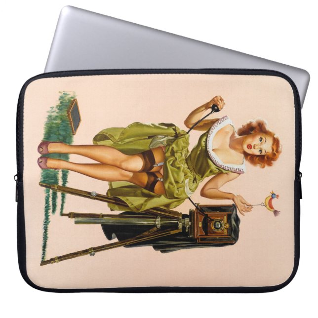 Retro camerameisje laptop sleeve (Voorkant)