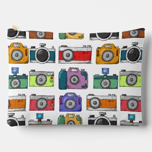 Retro Cameras Colorful Illustrated Pattern Etui (Voorkant)