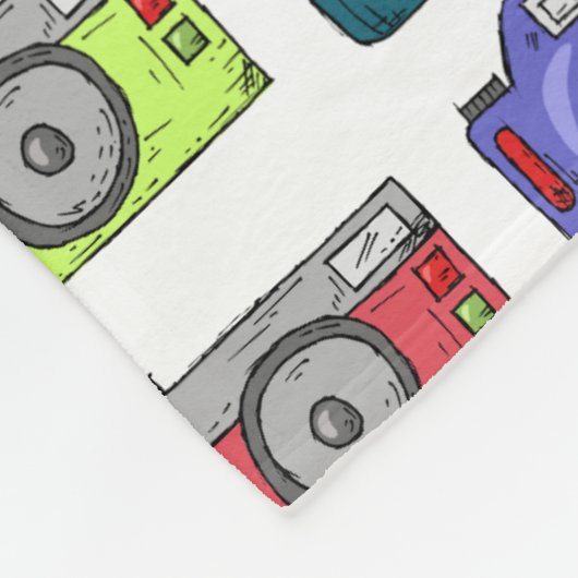 Retro Cameras Colorful Illustrated Pattern Fleece Deken (Hoek)