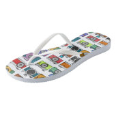 Retro Cameras Colorful Illustrated Pattern Foto Teenslippers (Schuin)