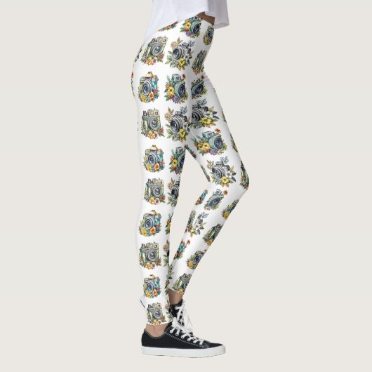 Retro  Camera's met  Bloemen Leggings (Rechts)