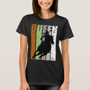 Retro Camo Cowgirl Queen Rodeo Women Barrel Racer T-shirt