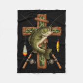 Retro Camo Cross Fishing Rod Hook B Christian Fish Fleece Deken (Voorkant)