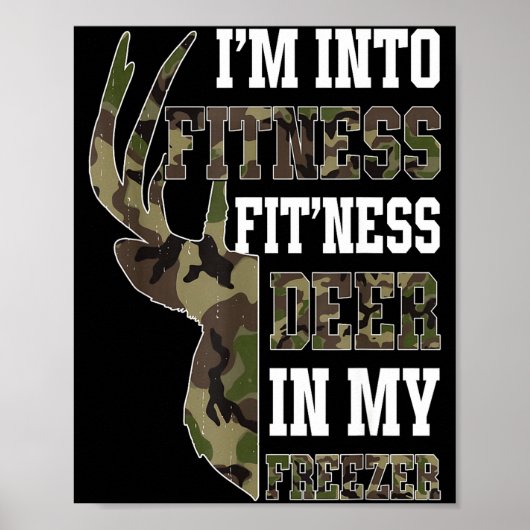 Retro Camo Deer Hunting Funny Wildlife Hunter Men Poster (Voorkant)
