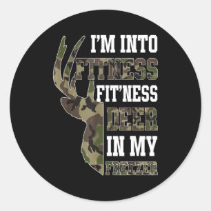 Retro Camo Hertenjacht Grappige Wilde Dieren Jager Ronde Sticker