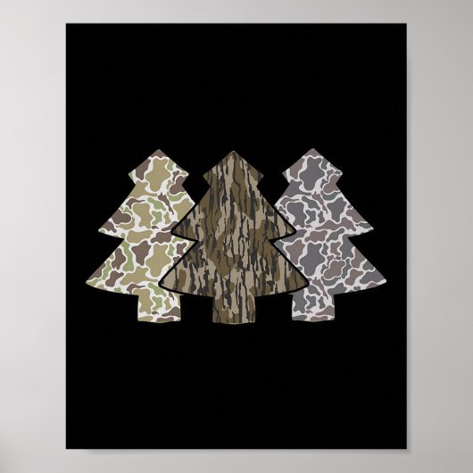 Retro Camo Kerstbomen Jagen op Kerstmis Rendier D Poster (Voorkant)