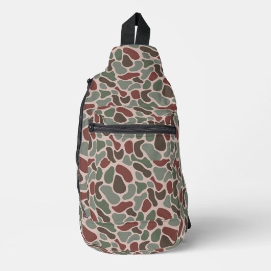 Retro Camo (rood groen) Sling Bag (Voorkant)