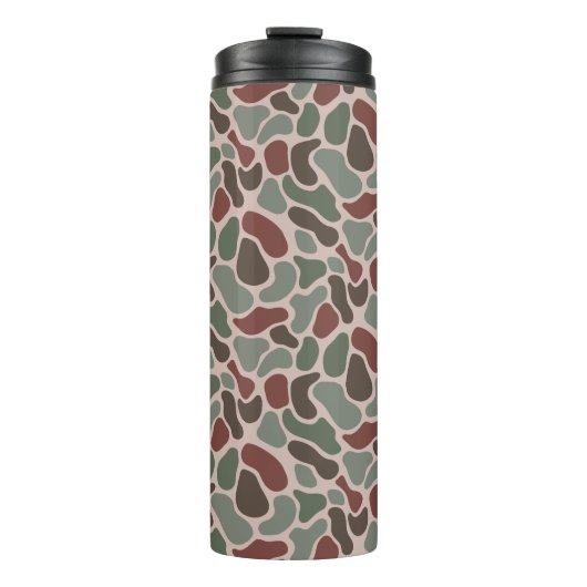 Retro Camo (rood groen) Thermosbeker (Voorkant)
