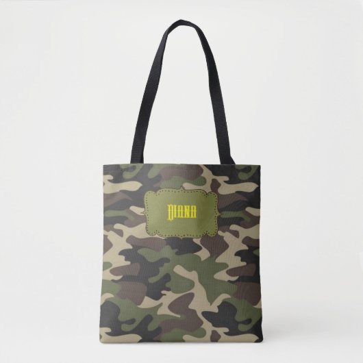 Retro Camo Tas - Aangepaste naam & Monogram (Voorkant)