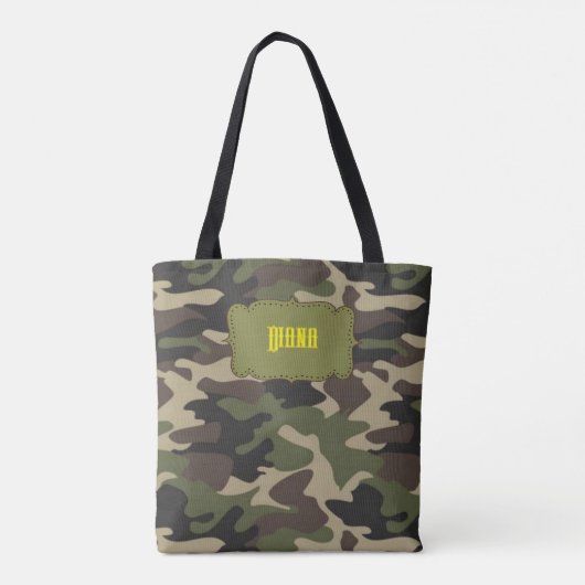 Retro Camo Tas - Aangepaste naam & Monogram (Achterkant)