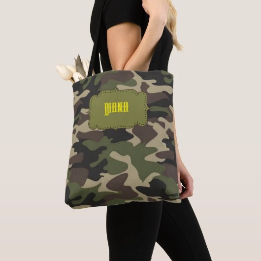 Retro Camo Tas - Aangepaste naam & Monogram (Dichtbij)