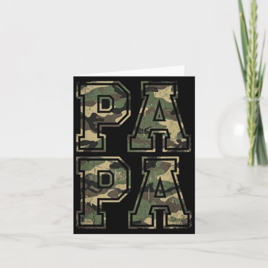 Retro Camo Vader Camouflage Papa Vaderdag Kaart (Voorkant)