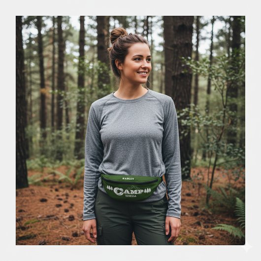Retro Camp Bach Gepersonaliseerd Bosgroen Heuptasje