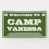 Retro Camp Bach Gepersonaliseerde Forest Green Wel Spandoek (Horizontaal)