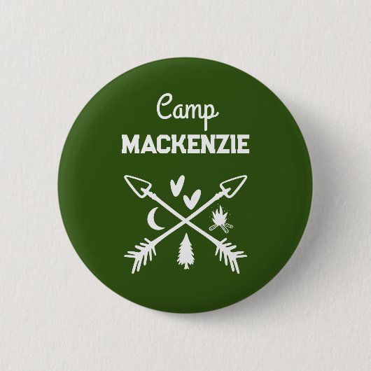 Retro Camp Bachelorette Custom Green Pin Button (Voorkant)