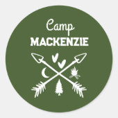 Retro Camp Bachelorette gepersonaliseerde gunst Ronde Sticker (Voorkant)
