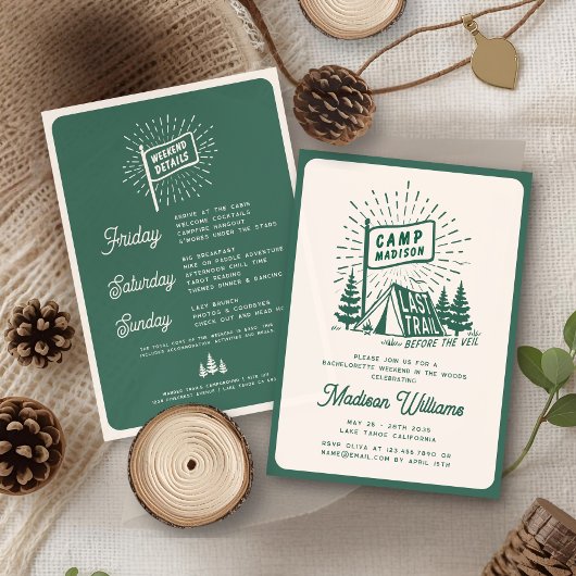 Retro Camp Bachelorette Meisjes Glamping Weekend Kaart