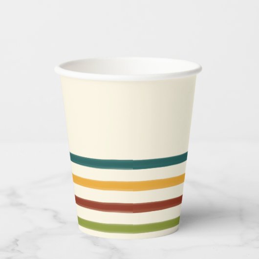 Retro Camp Striped Paper Cups Summer Party Papieren Bekers (Voorkant)