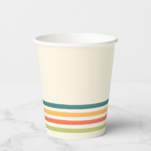 Retro Camp Striped Paper Cups Summer Party Papieren Bekers (Achterkant)