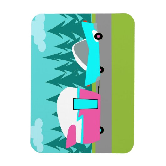 Retro Camper / Aanhangwagen en Auto Flexibele Magn Magneet (Verticaal)