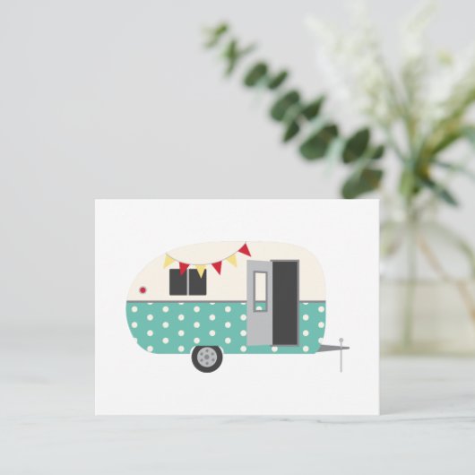 Retro Camper Briefkaart (Staand voorkant)