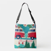 Retro Camper Bus Hippie Flower Fun Crossbody Tas (Achterkant)