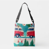 Retro Camper Bus Hippie Flower Fun Crossbody Tas (Voorkant)