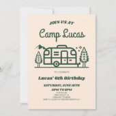 Retro Camper Camp Out Camping Verjaardagsfeest Kaart (Voorkant)