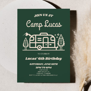 Retro Camper Camp Out Camping Verjaardagsfeest Kaart