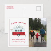 Retro Camper Camping Kerstfeestdag Foto Feestdagenkaart (Voorkant / Achterkant)