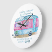 Retro Camper Caravan Blue | Roze en witte glamper Grote Klok (Hoek)