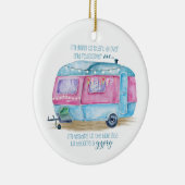 Retro Camper Caravan Blue | Roze en witte glamper Keramisch Ornament (Rechts)