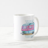 Retro Camper Caravan Blue | Roze en witte glamper Koffiemok (Voorkant rechts)