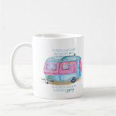 Retro Camper Caravan Blue | Roze en witte glamper Koffiemok (Links)