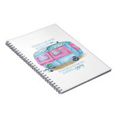 Retro Camper Caravan Blue | Roze en witte glamper Notitieboek (Rechterzijde)