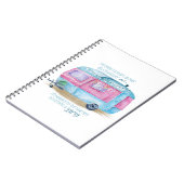 Retro Camper Caravan Blue | Roze en witte glamper Notitieboek (Linkerzijde)