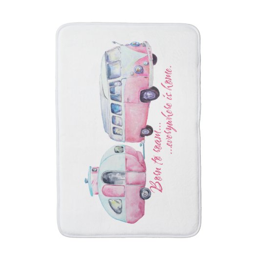 Retro Camper Caravan en Van Bath Mat (Voorkant Verticaal)