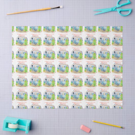 Retro Camper Caravan-kerstpapier Tissuepapier (Craft)