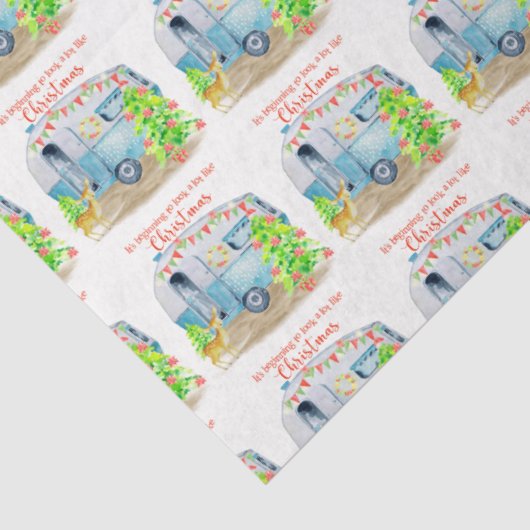 Retro Camper Caravan-kerstpapier Tissuepapier (Detail)