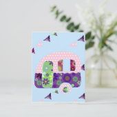 Retro camper  caravan shabbychic briefkaart (Staand voorkant)
