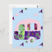 Retro camper  caravan shabbychic briefkaart (Voorkant / Achterkant)