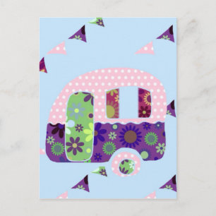 Retro camper  caravan shabbychic briefkaart