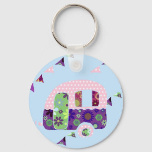 Retro camper  caravan shabbychic sleutelhanger